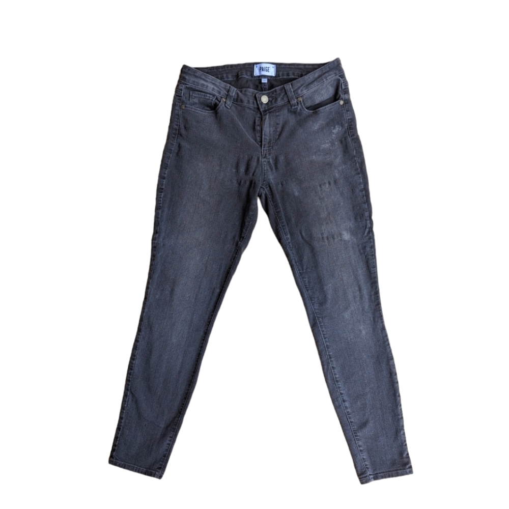PAIGE Verdugo Ankle jeans skinny fit Size 30 distressed black stretch denim